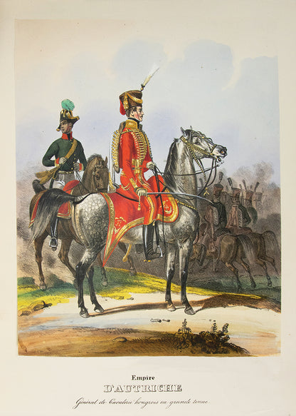 An exceptional example of a remarkable survival. A large collection of 589 plates of Eckert's European military costumes in the original wrappers.