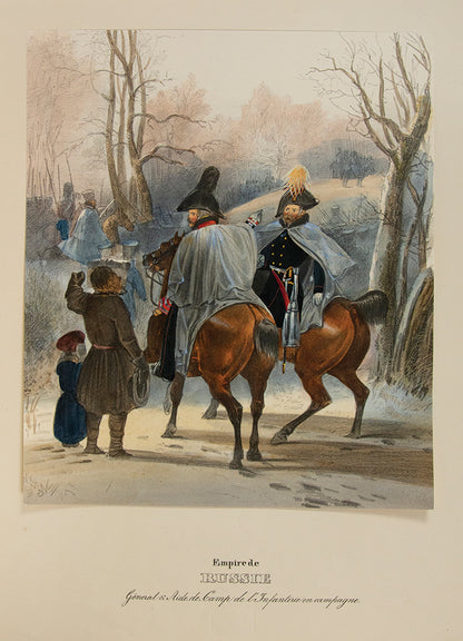 An exceptional example of a remarkable survival. A large collection of 589 plates of Eckert's European military costumes in the original wrappers.
