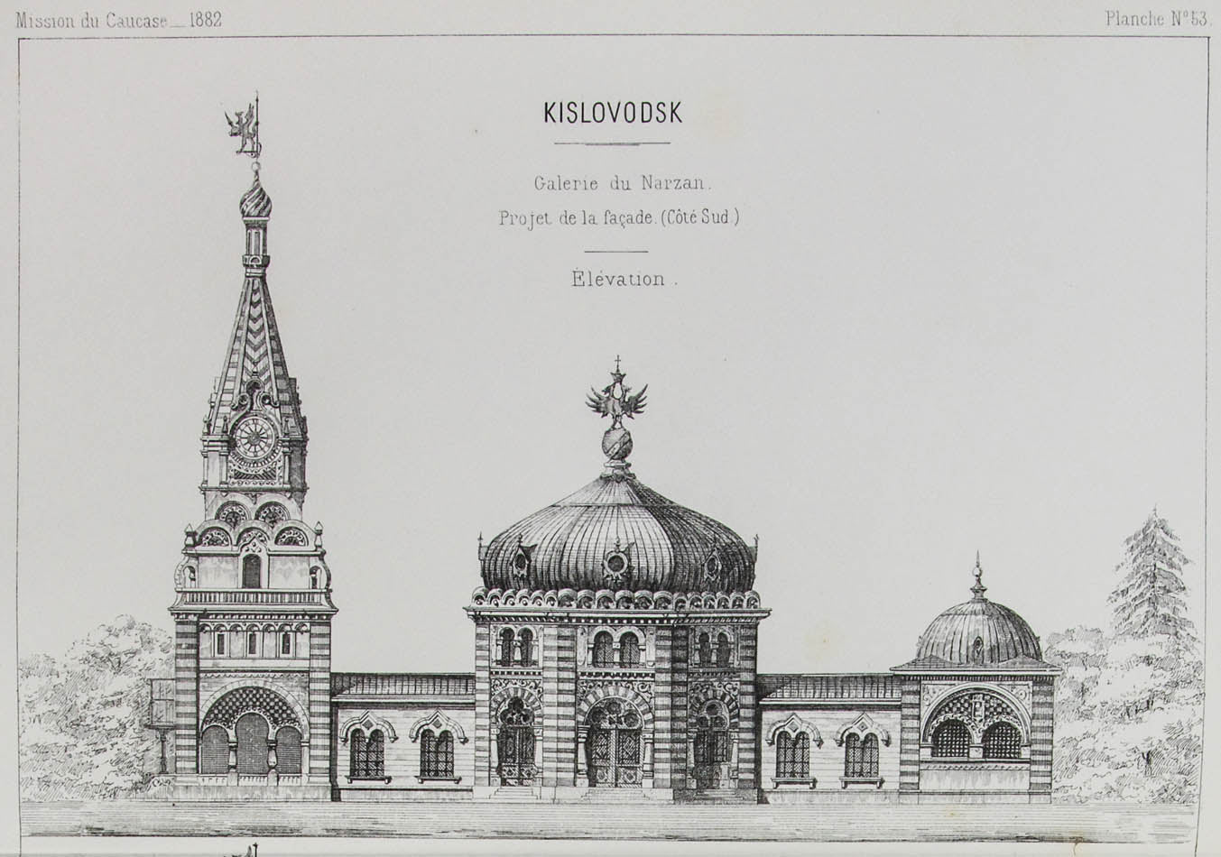 A rare and interesting work on the spa towns of the Caucasus. The plates show plans for fountains, bathing houses and pumping stations.