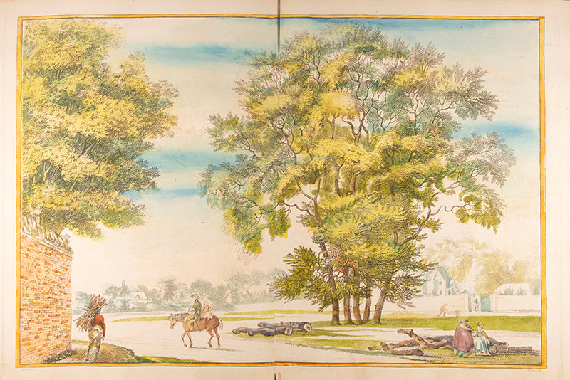 An essay on trees in landscape, Kennion, First edition with four additional hand coloured double page engravings, 54 in total, bound in modern half leather