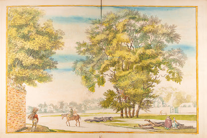 An essay on trees in landscape, Kennion, First edition with four additional hand coloured double page engravings, 54 in total, bound in modern half leather