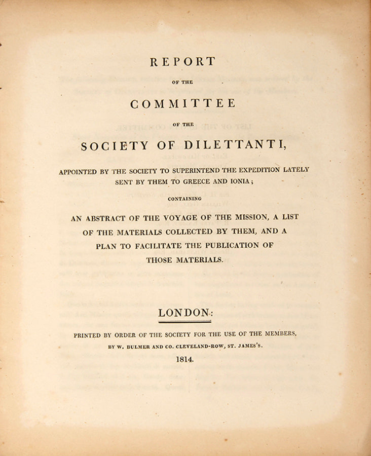 This report describes the activities of the Society of Dilettanti's second Ionian Mission, 1812-13, organized under the direction of William Gell. 
