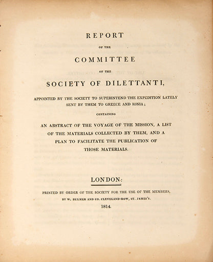 This report describes the activities of the Society of Dilettanti's second Ionian Mission, 1812-13, organized under the direction of William Gell. 
