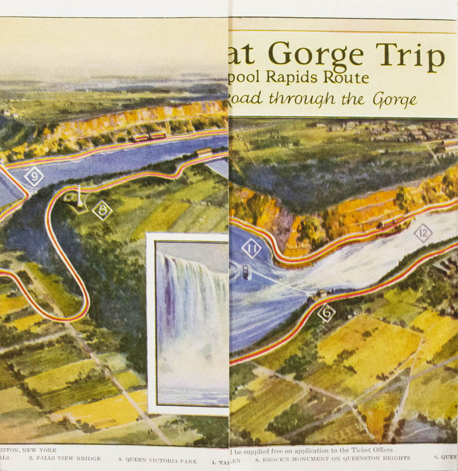 It shows the route of the Niagara Gorge Railroad Company from Queenston, Ontario to the Table Rock and Scenic Tunnel.