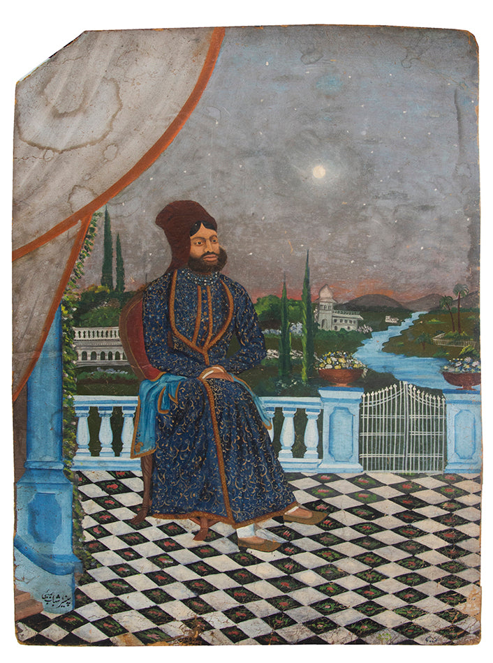 A very attractive and large portrait of a Governor of Bombay, possibly of Parsi heritage, apparently executed by an Indian artist in 1860.