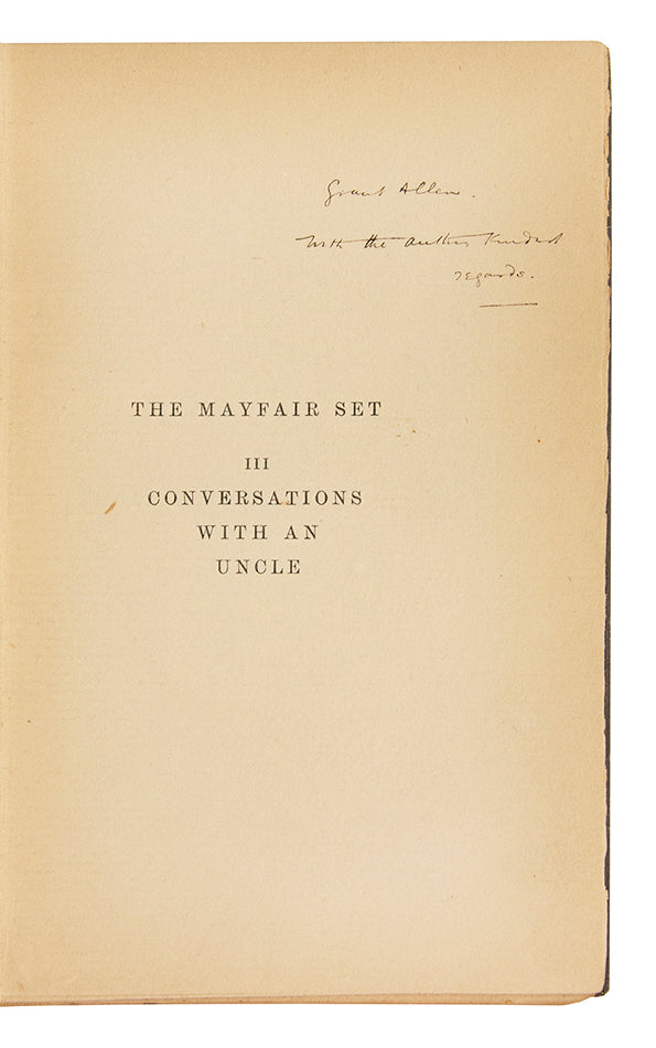 A major literary presentation copy of the author's first literary publication. Inscribed by Wells on the half title page.