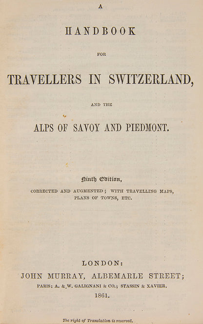 The first section is devoted to Switzerland. The second section covers the Alps of Savoy and Piedmont.