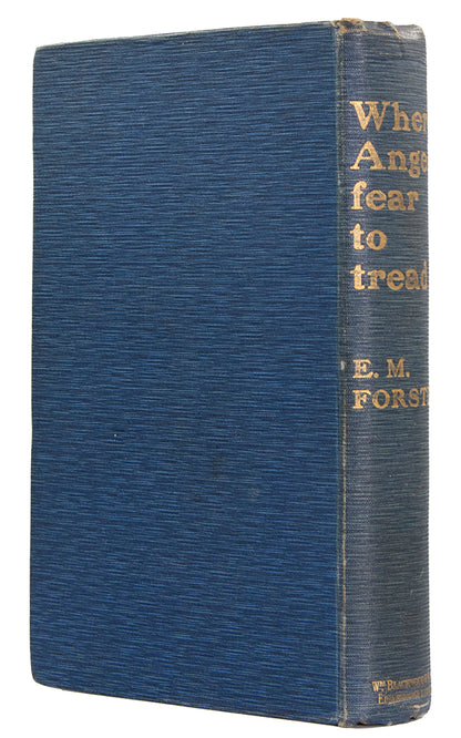 A very good first edition of the first novel by E.M. Forster, Where Angels Fear to Tread, contrasting English & Italian sensibilities. An Englishman journeys to Tuscany