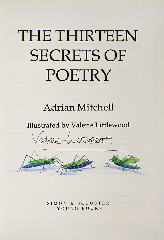 Introducing children to poetry, signed by the illustrator Valerie Littlewood to the title-page, accompanied by her original artwork for one of the poems.