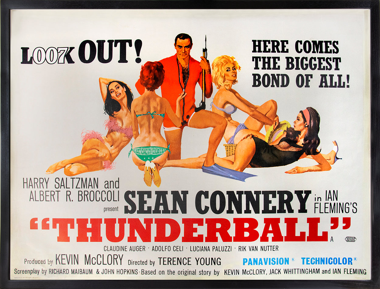 Quad poster, first issue with sea-foam green background (later printings with white background) otherwise a very good example of this iconic Bond poster.