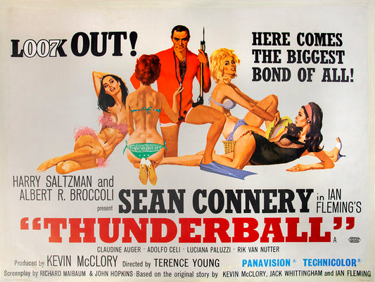 Quad poster, first issue with sea-foam green background (later printings with white background) otherwise a very good example of this iconic Bond poster.