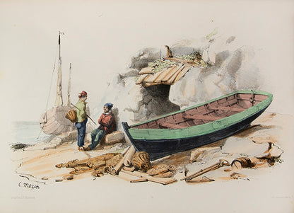 Extremely scarce set of lithographs of maritime views, no copies on WorldCat.