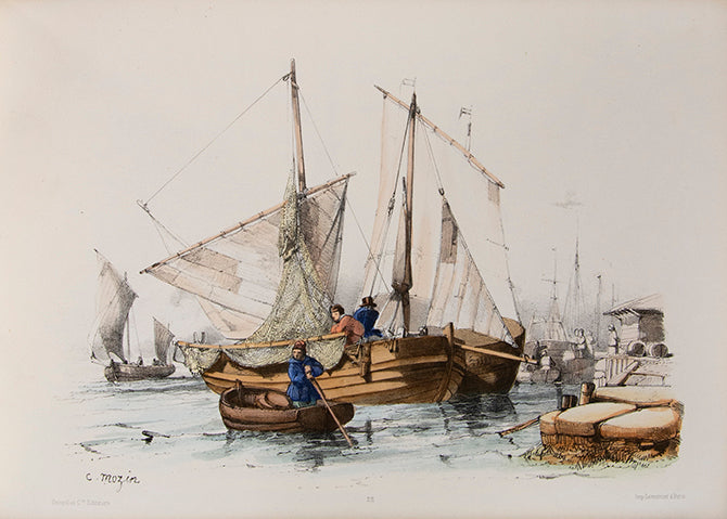 Extremely scarce set of lithographs of maritime views, no copies on WorldCat.