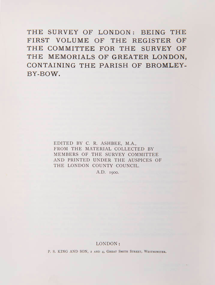 complete run up to 1977 of the monumental survey carried out by the London County council (later GLC), to record all the historic buildings