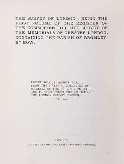 complete run up to 1977 of the monumental survey carried out by the London County council (later GLC), to record all the historic buildings