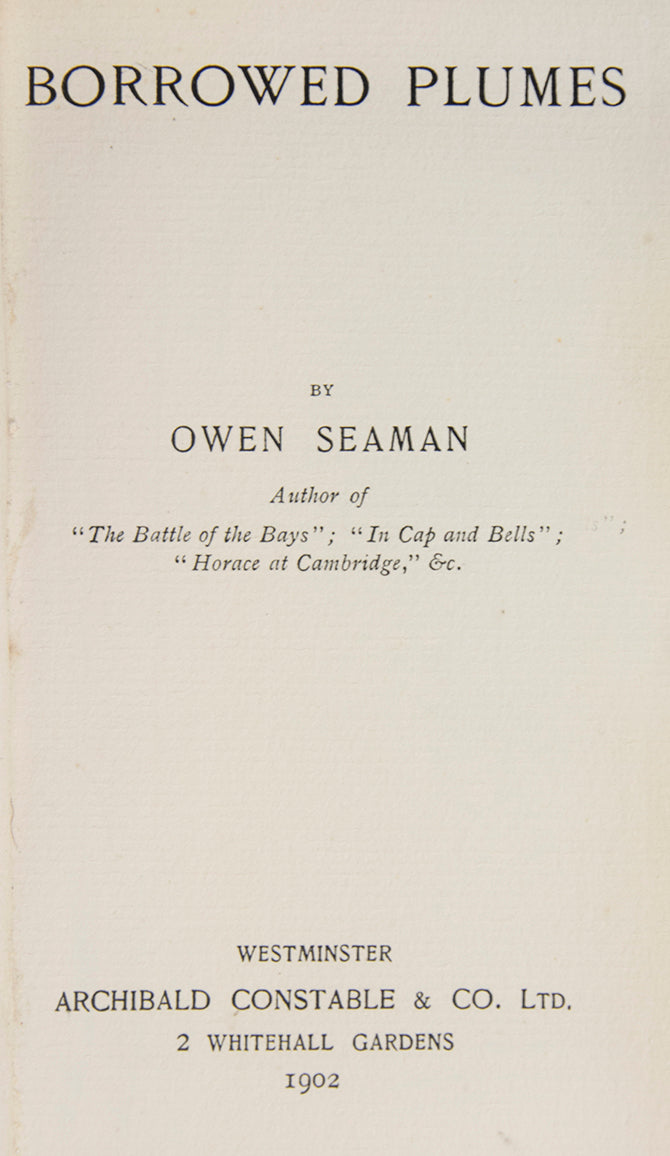 A parody of Henry James' The Sacred Fount, by the poet & Professor of English Owen Seaman.