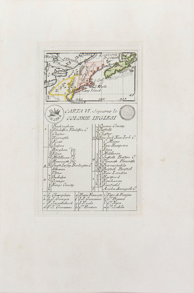 [North America Eastern seaboard] Carta VI. Seguono le Colonie Inglesi.