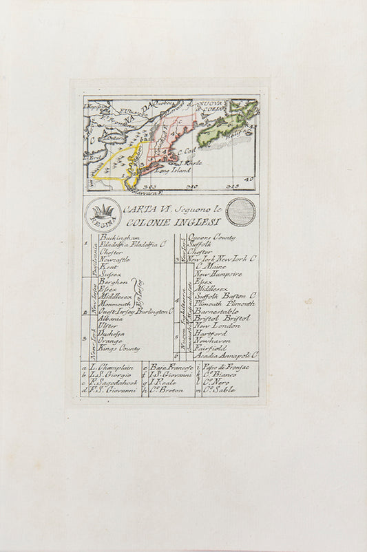 [North America Eastern seaboard] Carta VI. Seguono le Colonie Inglesi.