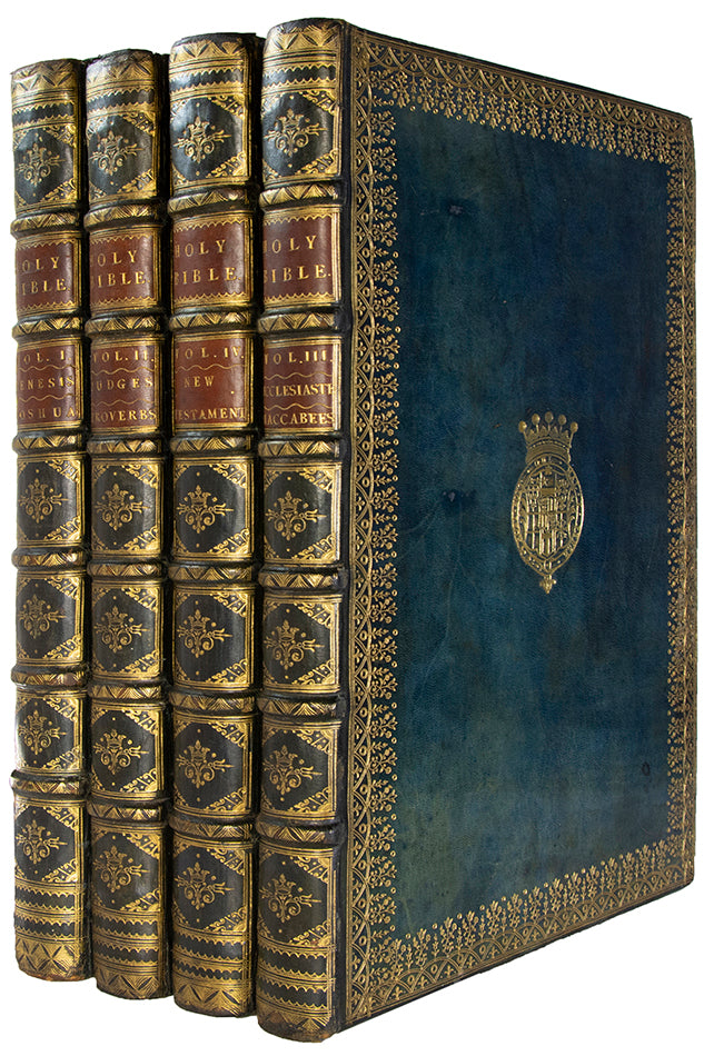 A fine copy of Thomas Baskett's 1751 edition of the Holy Bible, from the library of the second Duke of Newcastle.