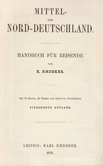 A scarce edition covering North-eastern Germany. Plans include Berlin, Leipzig and Copenhagen.