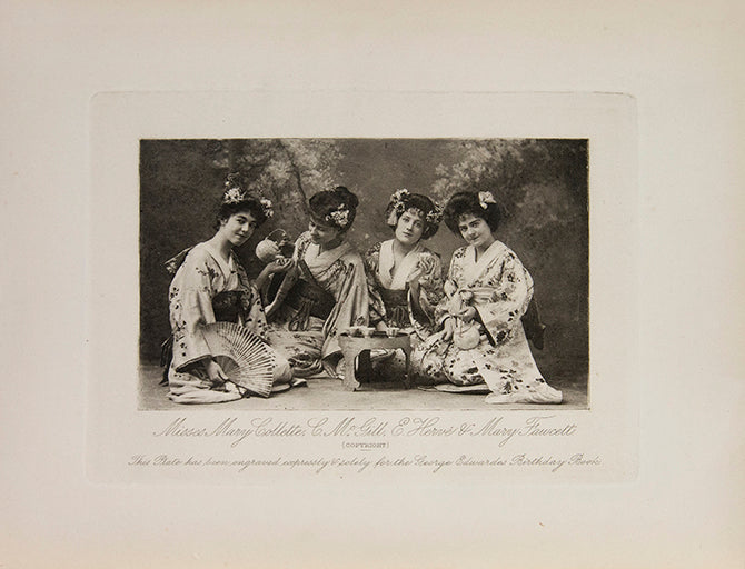 An intriguing eighteen-nineties production of a theatrical bent, a diary, interspersed with plates featuring actors, often in Japanese character.