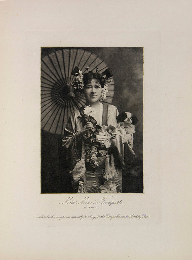 An intriguing eighteen-nineties production of a theatrical bent, a diary, interspersed with plates featuring actors, often in Japanese character.
