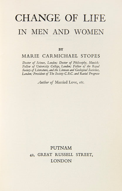  Inscribed by the author, 'Advance Proof Copy / To Dr. Havelock Ellis / With the regards & / esteem of the author, / Marie C. Stopes / May 1936