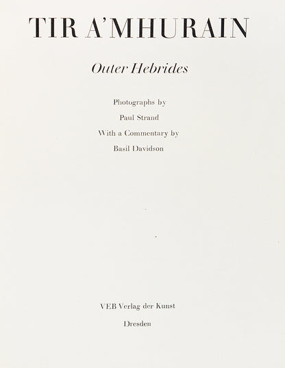 Inscribed presentation copy of the first edition by Paul Strand, with inscription to Mohamed Ouda, the Egyptian Ghandi.