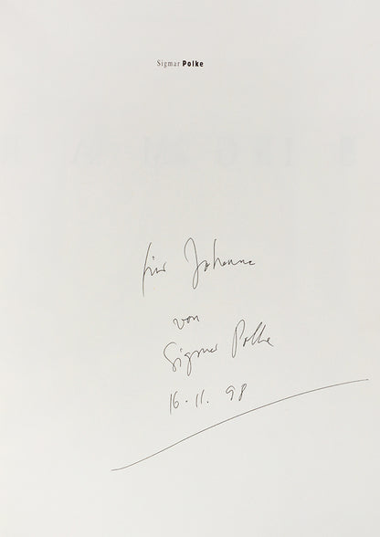 Inscribed in ink on the half title 'fur johannes von Sigmar Polke 16.11.98'. possibly to Johannes Gachnang