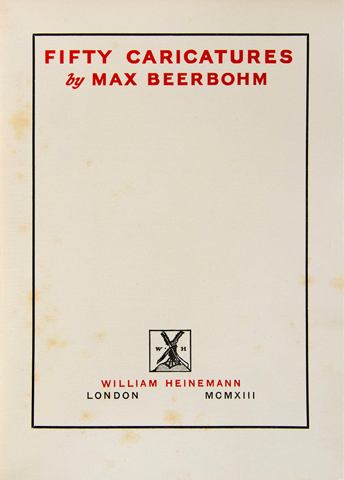 Fifty caricature portraits by Beerbohm, including one of George Bernard Shaw who had recommended Beerbohm as his Saturday Review replacement in 1898.