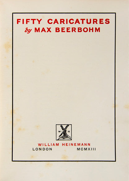 Fifty caricature portraits by Beerbohm, including one of George Bernard Shaw who had recommended Beerbohm as his Saturday Review replacement in 1898.