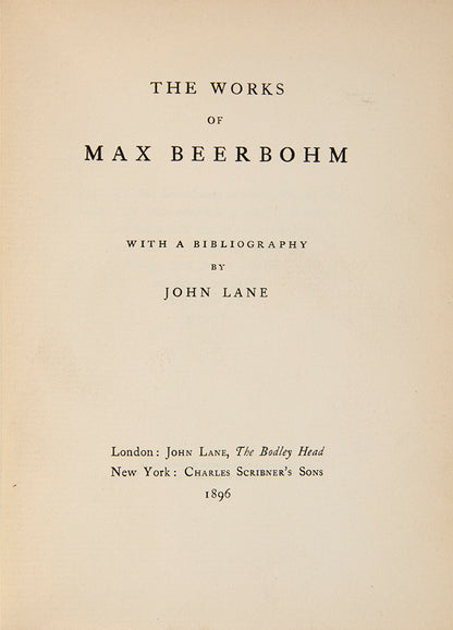 Beerbohm's first regularly published title, ensuring his acceptance amongst the 'fastidious and recognised high priests of his profession' (David Cecil).