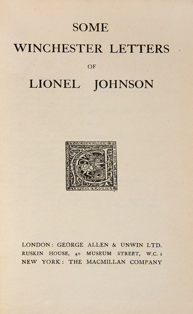 Correspondence between Rhymers' Club member Lionel Johnson and Frank Russell, primarily of a religious nature following Johnson's conversion to Catholicism