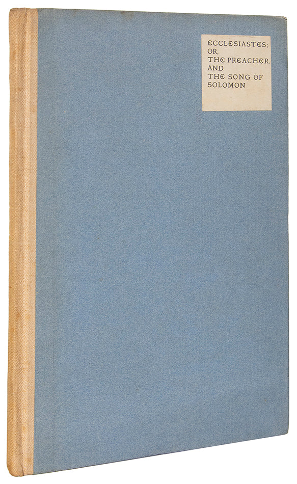 A finely printed edition of these Old Testament texts; the first book printed in Charles Ricketts' third typeface, the King's fount. One of 300 copies.