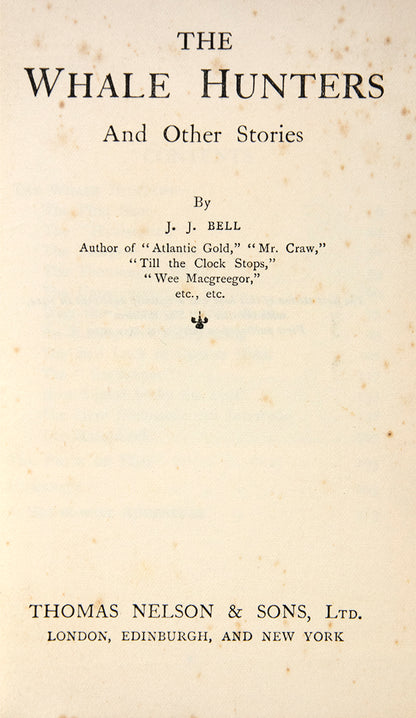 Inscribed by the author, 'Clarence Winchester, with the regards of J.J. Bell, 1929.' Bell was a prolific Scottish author & journalist.