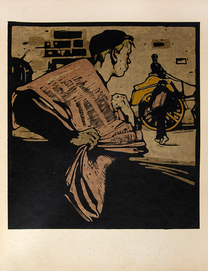 The rare special issue of Nicholson's London Types, in what seems to be a variant vellum binding. 12 colour lithographed plates after William Nicholson.