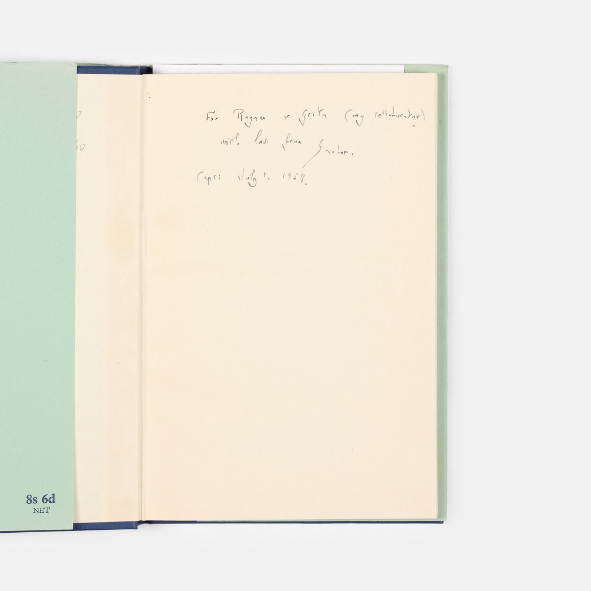 Signed presentation copy of the first edition of Graham Greene's Complaisant Lover published in London in 1959.