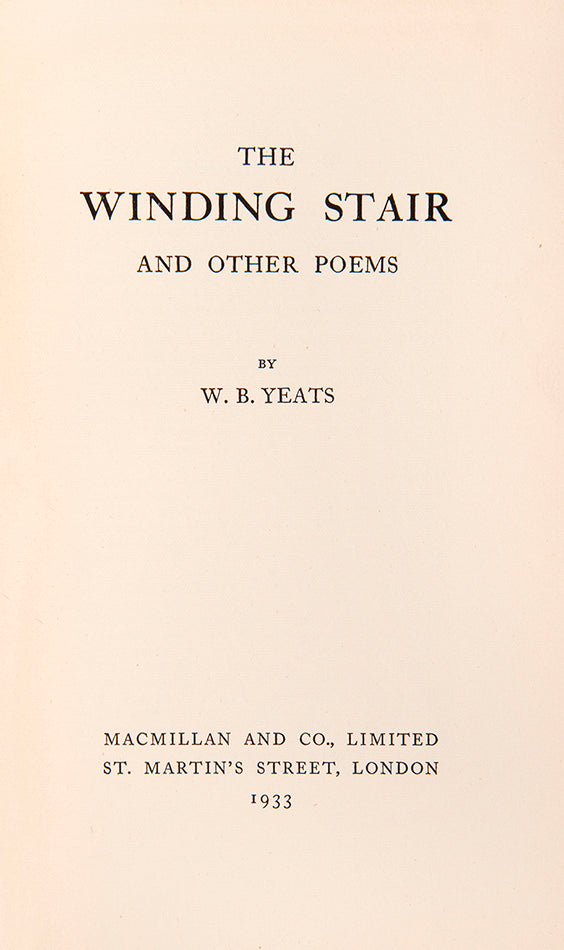 An excellent copy of The Winding Star by W.B. Yeats, in the distinctive T. Struge Moore binding, notable perhaps for the inclusion of the poem 'Byzantium'.