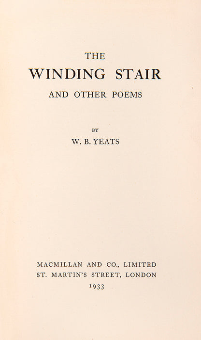 An excellent copy of The Winding Star by W.B. Yeats, in the distinctive T. Struge Moore binding, notable perhaps for the inclusion of the poem 'Byzantium'.