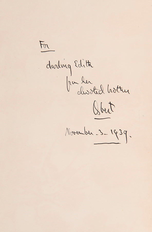 First edition of Escape with Me! by Osbert Sitwell, inscribed by the author to his sister Edith Sitwell.