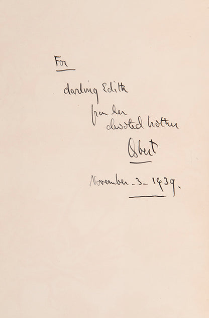 First edition of Escape with Me! by Osbert Sitwell, inscribed by the author to his sister Edith Sitwell.