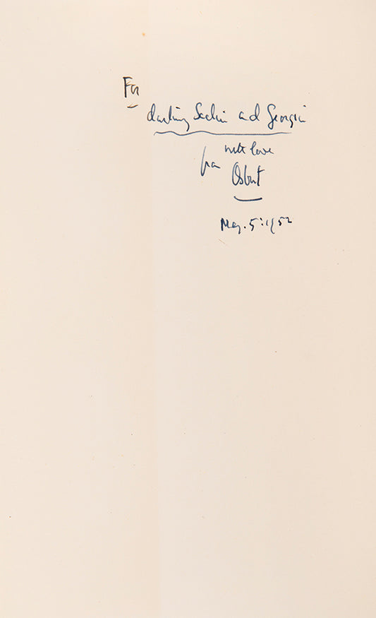 Presentation copy of the first edition of Osbert Sitwell's Wrack at Tidesend, inscribed to Sacheverell and Georgia Sitwell.