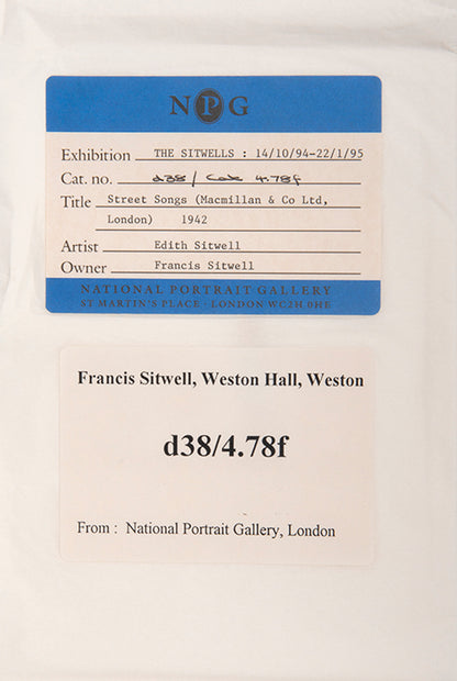 First edition of Street Songs by Edith Sitwell, inscribed by the author to her sister-in-law Georgia Sitwell.