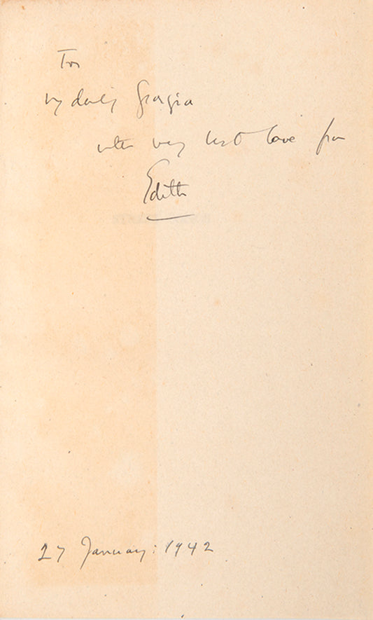 First edition of Street Songs by Edith Sitwell, inscribed by the author to her sister-in-law Georgia Sitwell.