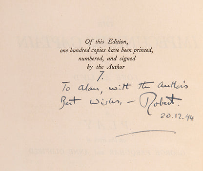 First edition of The Impecunious Captain by Robert Herring, inscribed by the author to the poet Alan Rook.