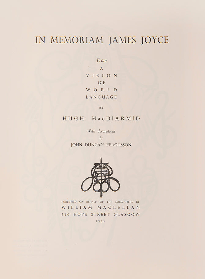 First edition of In Memoriam James Joyce by Hugh Macdiarmid, illustrated by J.D. Fergusson.