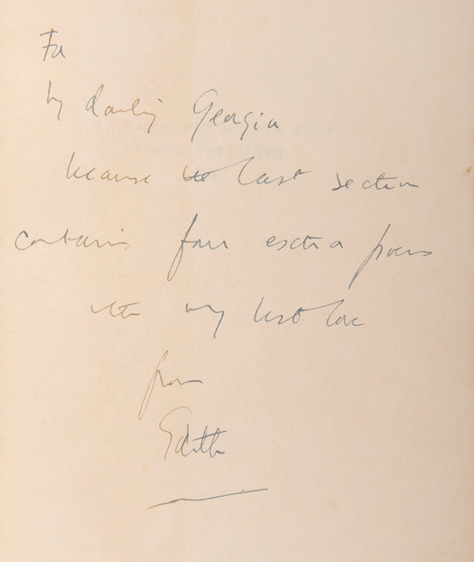 A fine association copy of the first American edition of Canticle of the Rose, inscribed by Edith Sitwell to her sister in law Georgia.