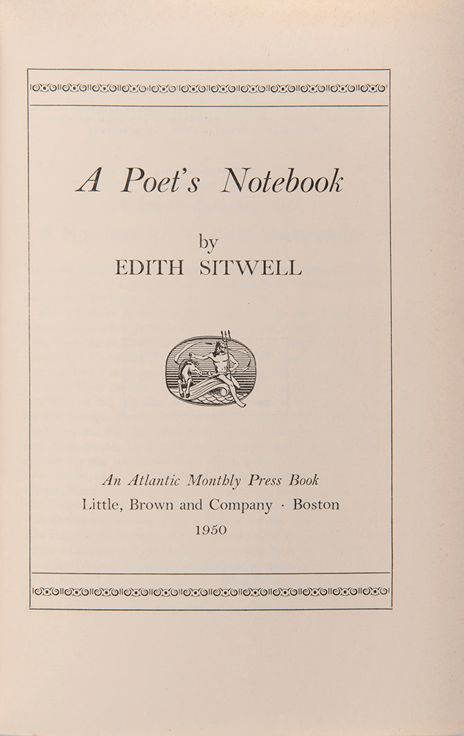 A fine association copy of the first American edition of A Poet's Notebook, inscribed by Edith Sitwell to her brother 