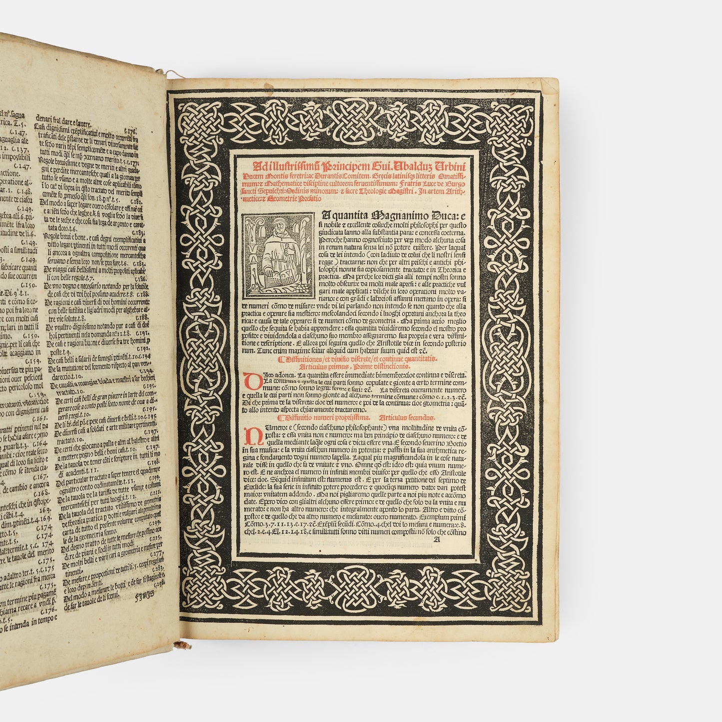 Second edition of Summa de Arithmetica by Luca Pacioli, the first mathematical encyclopaedia of the Renaissance.