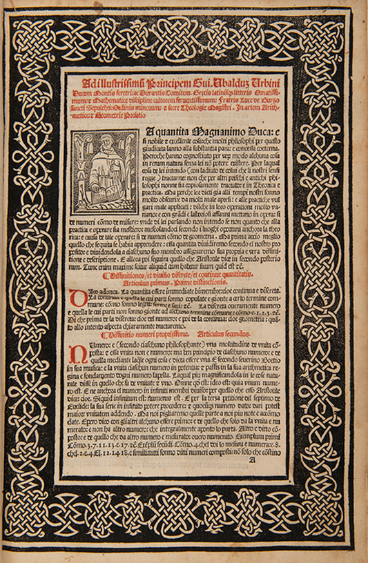 Second edition of Summa de Arithmetica by Luca Pacioli, the first mathematical encyclopaedia of the Renaissance.